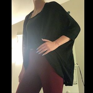 Black Mesh Knit Cardigan